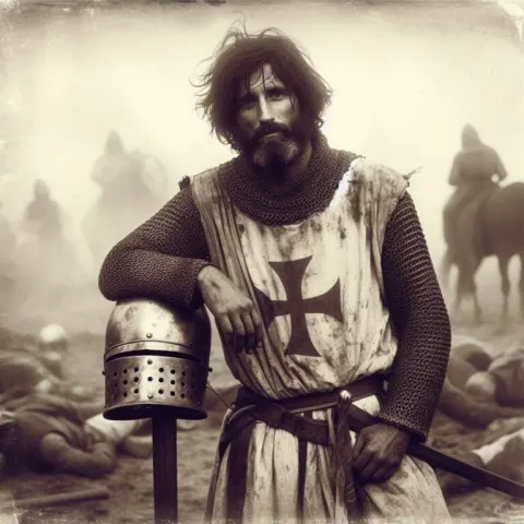 Weathered Templar Knight Battle Photo