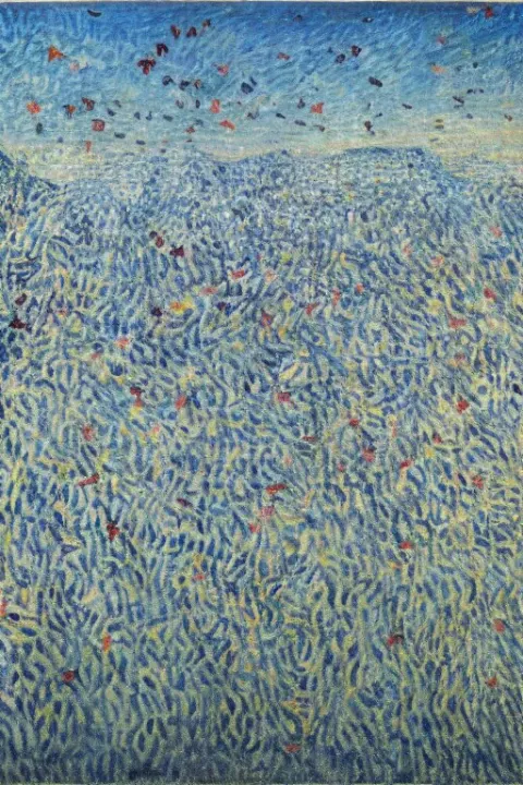 Still Life Oil Painting of Butterflies Free Falling Off of Ice Towers