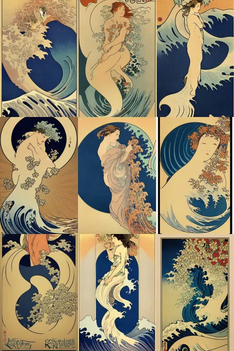 Great Wave Off Kanagawa Decorative Panel Poster Art Nouveau