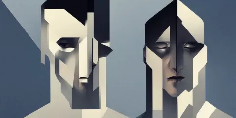 Highly Detailed Portrait of a Portrait Geometric Face Modernist Bauhaus Minimalism