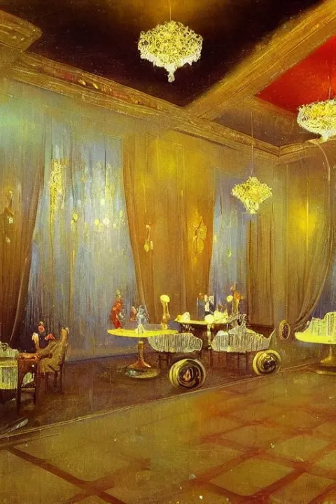 1920s Decorated Surrealist Ballroom Casts Long Exaggerated Shadows