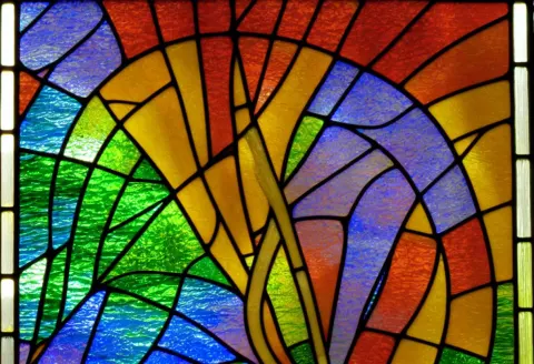 Beautiful Stained Glass Window Depicting Rainbow