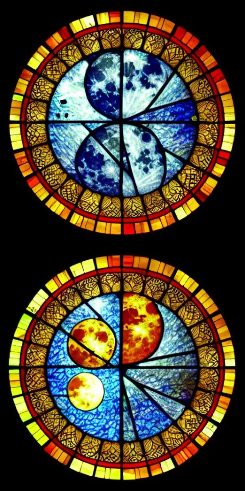 Full Moon in the Style of a Stained Glass Window