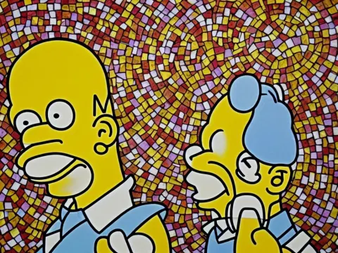 Homer Simpson in the Style of an Old Mosaic