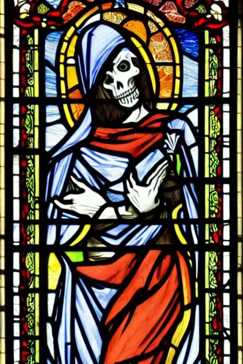 Grim Reaper in the Style of a Stained Glass Window