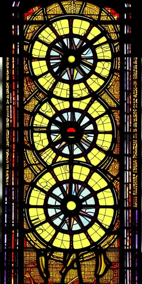 Clockwork in the Style of a Stained Glass Window
