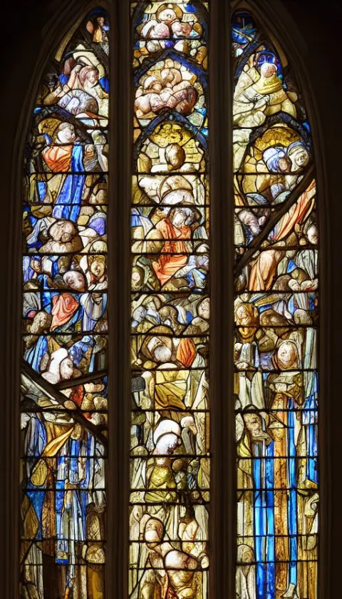 Stained Glass Window in the Church of Ascending God from Heavens