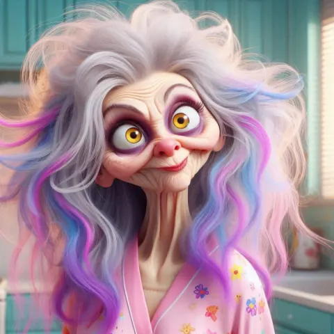Whimsical Pixar 3D Woman in Kitchen
