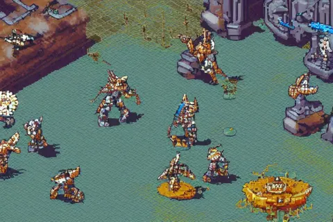 Pixel Art Scifi Mecha Divine Fantasy Steppe