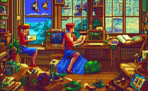 16-bit Pixel-art Slice-of-life Genre Art