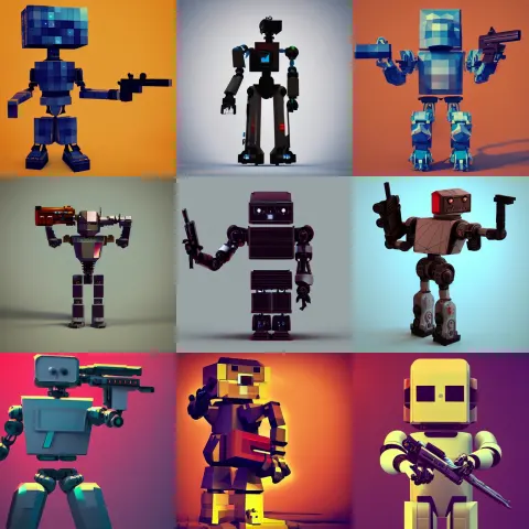 Stylized Image of a Robot Holding a Gun