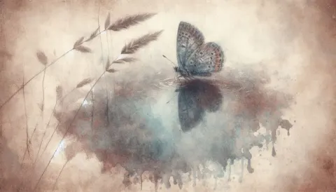 Minimalist Textured Watercolor Butterfly Puddle