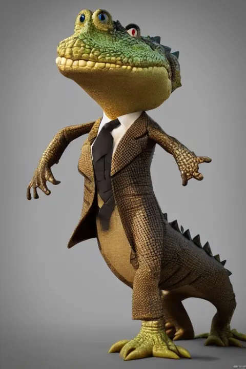 Crocodile Wearing a Formal Overcoat
