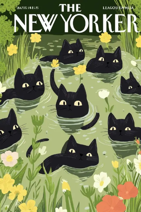 Cute Cats Swimming in Pond Cover