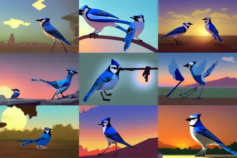 Key Shot of a Bluejay Animation at Sunset