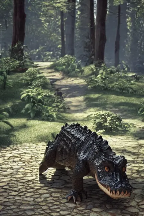 Crocodile Wearing a Formal Overcoat in a Forest
