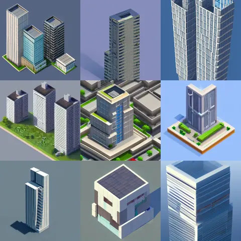 Isometric Skyscraper Gambrel Roof