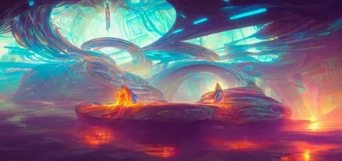 Floating Temple Channeling Swirling Energy