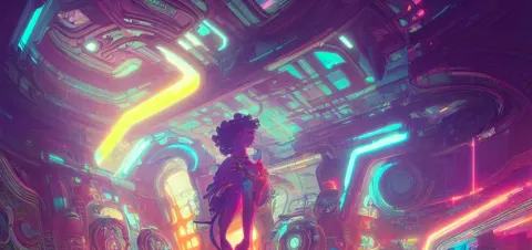 Cybernetic Temple Vaporwave Aesthetic