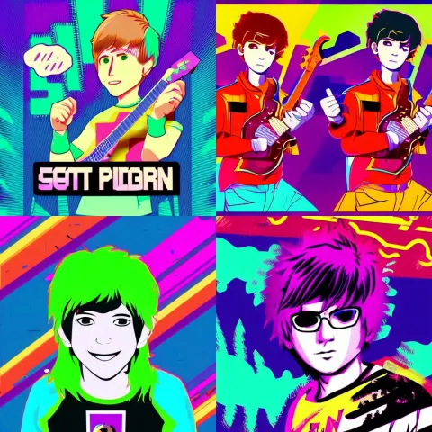 Vector Art of Scott Pilgrim in a Vaporwave Aesthetic