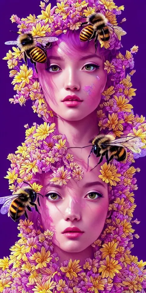 Hyper Detailed Ultra Sharp of a Beautiful Bee