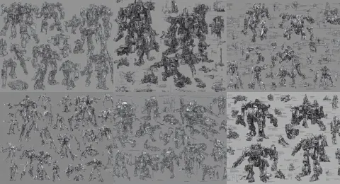 Detailed Schematic Drawing of a Battle Mech
