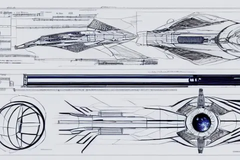 Futuristic Neo Solar Punk Space Ship Schematics