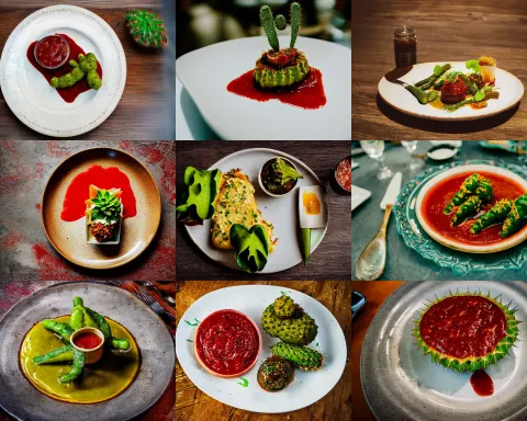 Fine Dining Plate of Cactus and Sauce