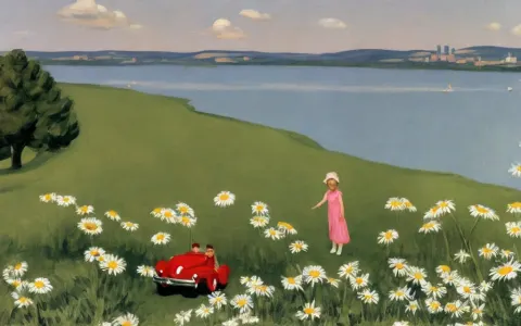 Girl Driving a Vintage Convertible Car on a Country Road