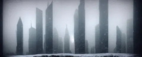 Photograph of Tall Skyscrapers Stand Isolated Like Neolithic Standing Stones