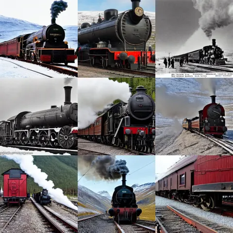 Steam Locomotive on the Old Arctic Railway Arriving at a Station