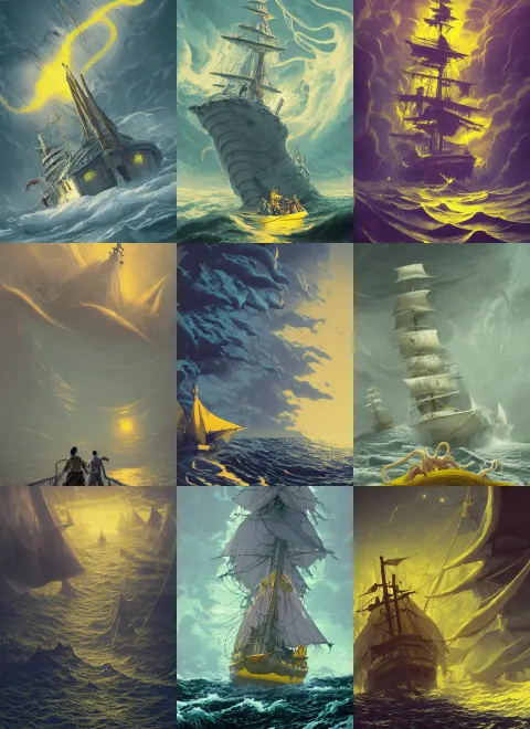 The Raging Storm Night Sea White Ship Bearing Lemon