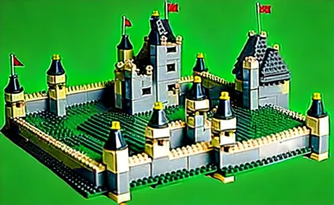 Realistic Detailed Accurate Lego Set of a Medieval French Castle on a Green Hill