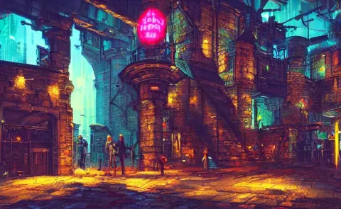 Cyberpunk Medieval Castle