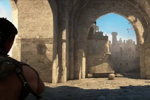 First Person Point of View of a Gunner in a Medieval Castle