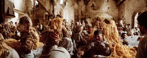 Knights Protecting a Giant Mound of Spaghetti
