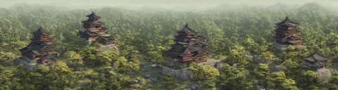 Photo Realistic Landscape of Medieval Japan Castle