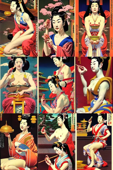Japanese Goddess Queen in a Temple