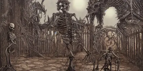 Huge Monster Skeleton in Front of the Temple
