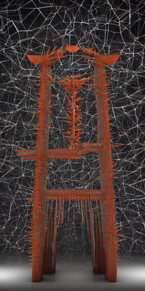 3 D Photographic Render of a Deconstructed Torii Gate Mundelbulb Sculpture