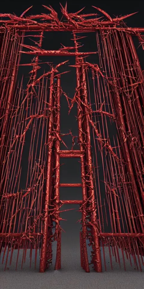 3 D Photographic Render of a Deconstructed Torii Gate Sculpture