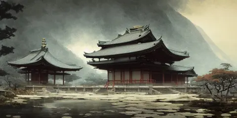 Japanese Temple a Fantasy Digital Painting