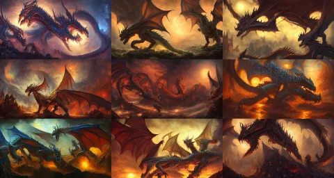 Beautiful Painting of Dragon at Night Jeff Easley and Brad Rigney and