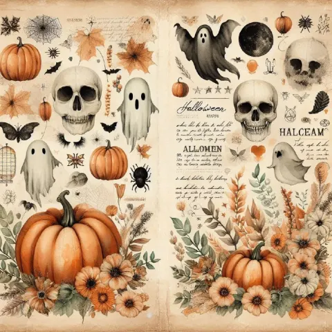 Vintage-Inspired Halloween Watercolor Design