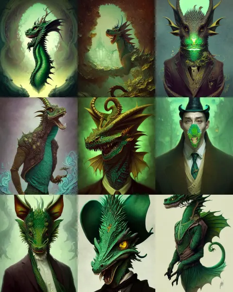 Anthropomorphic Art of a Detective Dragon