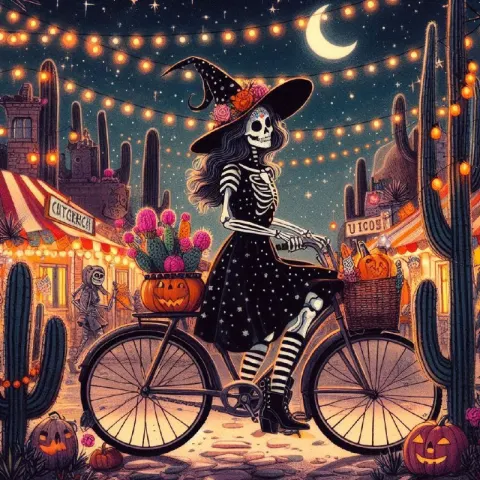 Witch Celebrating Dia de los Muertos