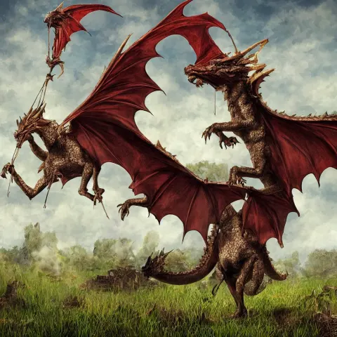 Fantasy Dragon Kept as a Pet in a Stable