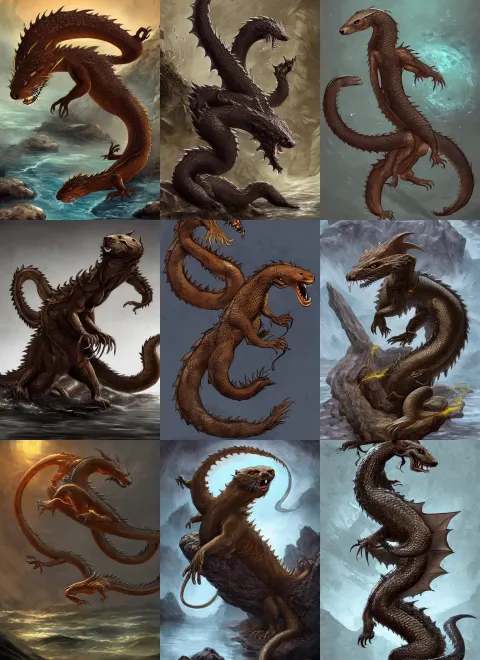 River Otter Dragon Fantasy Art