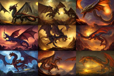 Beautiful Painting of Dragon at Night