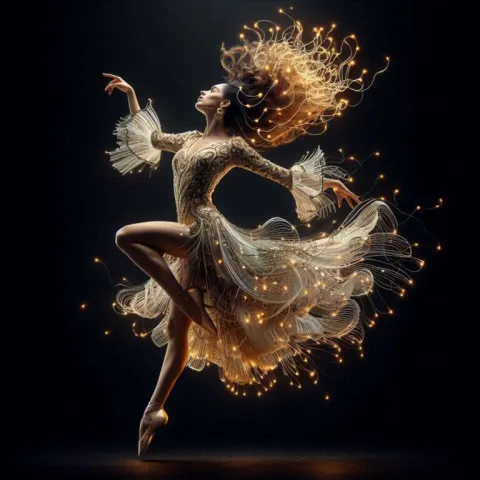 Dynamic Baile Flamenco Dancer with Glowing Dress